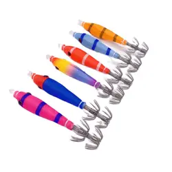 2Pcs*7cm/4gSea Fishing Wood Shrimp Bait Bazooka Squid jig Cloth Roll Explosion Hook Luminous UV Blowing Tube Octopus Jig Hook