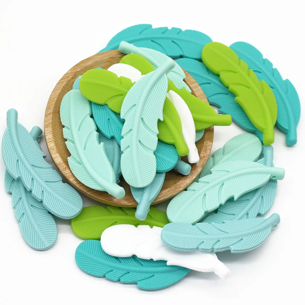 Cute-idea-Perles en plumes de silicone TeWindsor pour bébé, accessoires faits à la main, jouets de dentition bricolage pour bébé, cadeau pour nouveau-né, 10 pièces