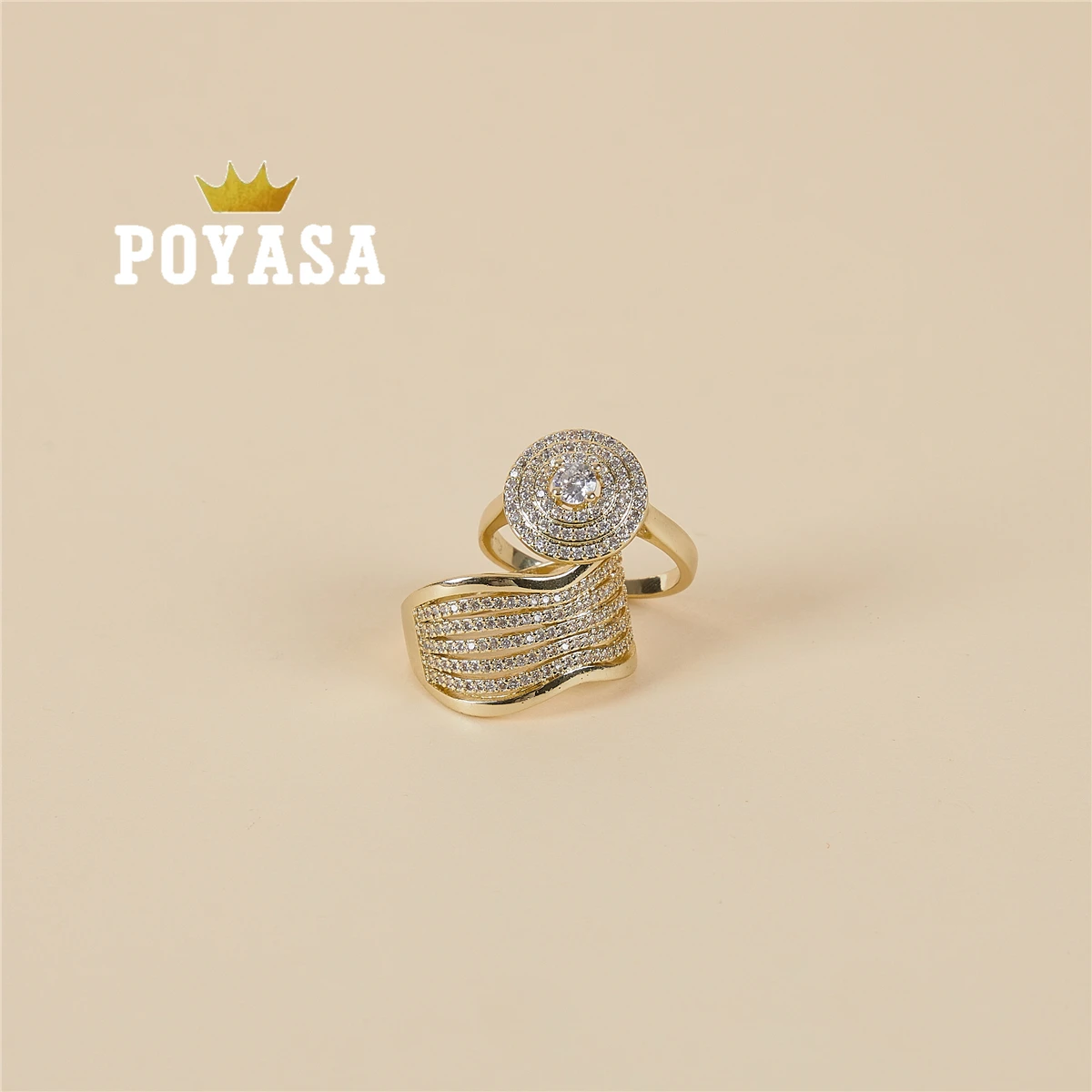 2020 June Finger Rings Women Round Crystal Caesar Ring Gold Color Ethnic Wedding Jewelry Ring