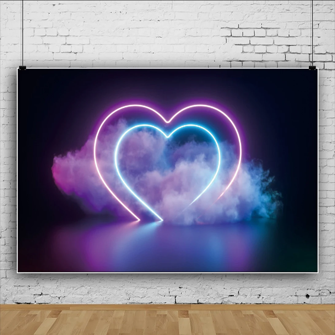 Love Heart Pattern Fluorescence Aperture Smoke Photography Background Children Portrait Photocall Backdrop Prop Kids Room Decor