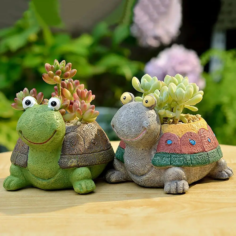 

Mini Resin Tortoise Flowerpot Small Animal Tortoise Shape Fleshy Flowerpot Succulent Landscape Pot Tortoise Decor Flower Pot