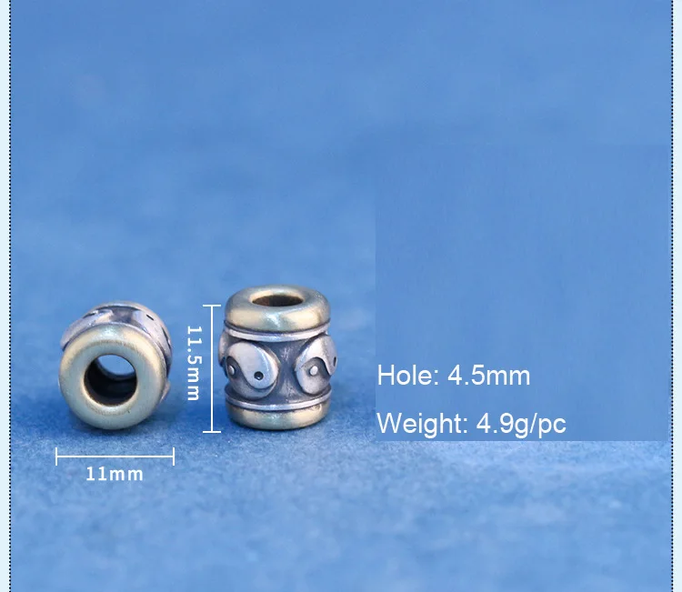 Handmade 925 Silver Fengshui Yinyang Symbol Beads Taichi Beads DIY Jewelry Findings Good Luck Jewelry Beads