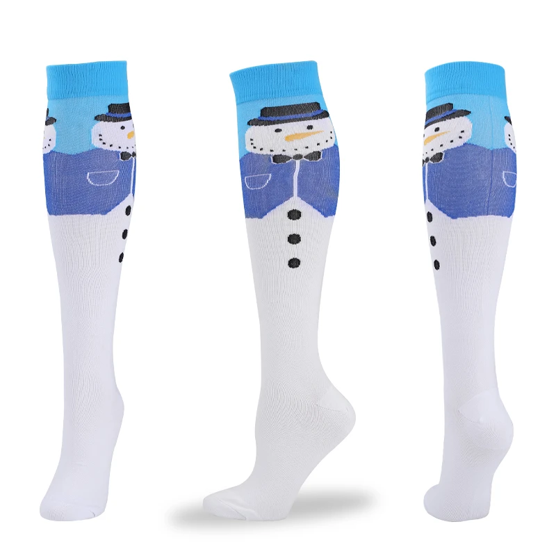 Newest Compression Socks Men Women Christmas Series Snowman Elk Santa Tree Christmas Pattern Compress Stockings