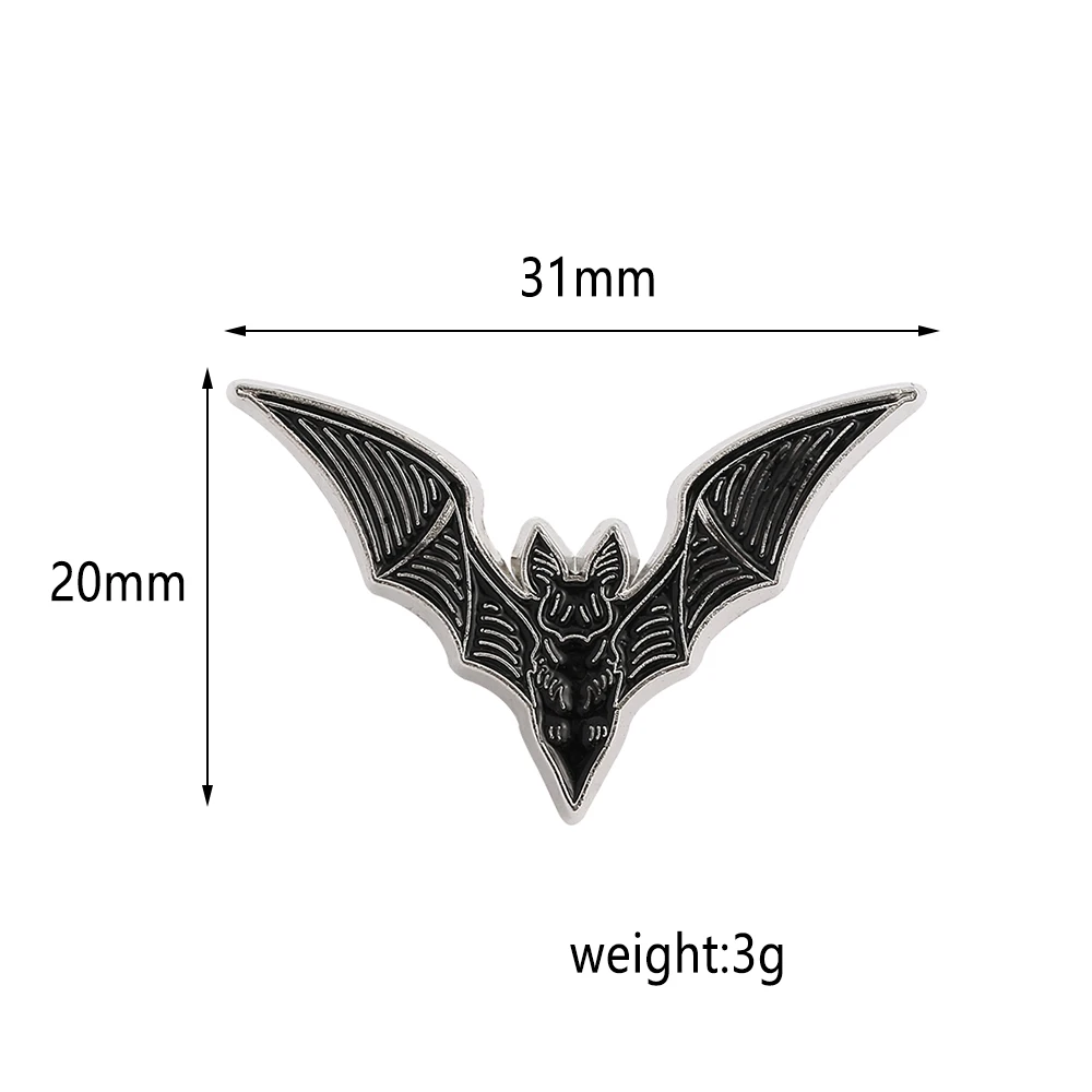 Gothic Bat Brooch Enamel Retro Insect Lapel Pin Halloween Black Accessories For Friends Holiday Jewelry Gifts