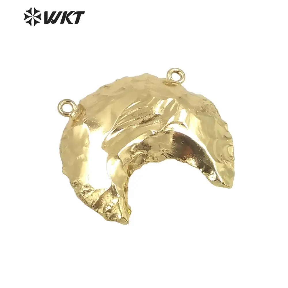 

WT-P1024 Small size 30mm gold color pendant Beautiful crescent horn shape with double loops pendant