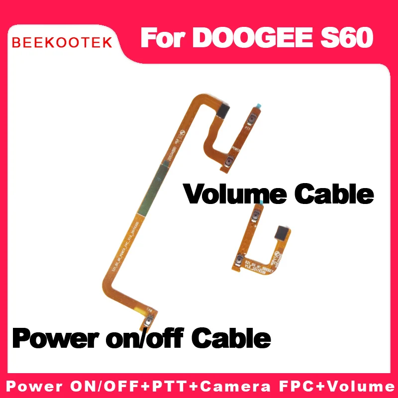 BEEKOOTEK New Original DOOGEE S60 Power ON/OFF + PTT Camera button flex cable+Volume Cable for DOOGEE S60 Lite smart cell phone