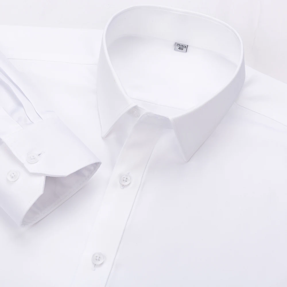 Camisa de vestir básica sólida para hombre, camisa Formal de negocios Premium, 100% algodón, de manga larga, no de hierro, para trabajo y oficina