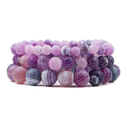 Charm Purple Natural Weathered Stone Bracelet Women Men Crack Chakra Bead Strand Bracelets 6mm 8mm 10mm Yoga Buddha Jewelry Gift