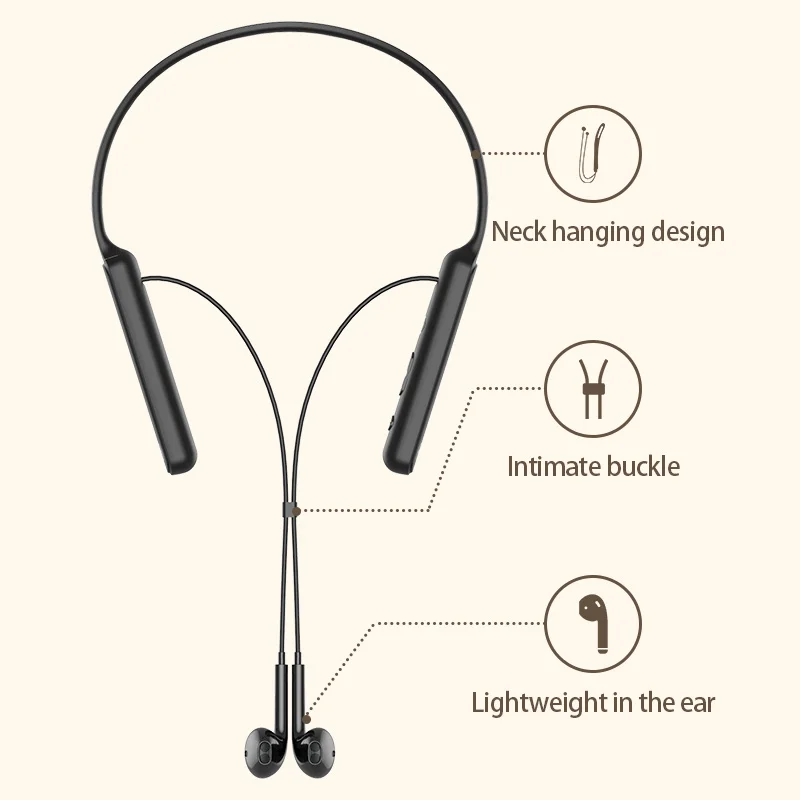 Fones de ouvido sem fio 80 horas reprodução bluetooth 5.0 fones ipx5 à prova dwireless água baixo fone com microfone esporte música estéreo