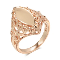 Kinel-anillos brillantes de moda para mujer, anillos de rombos con patrón único de oro rosa, joyería étnica de boda para novia 585, novedad de 2022