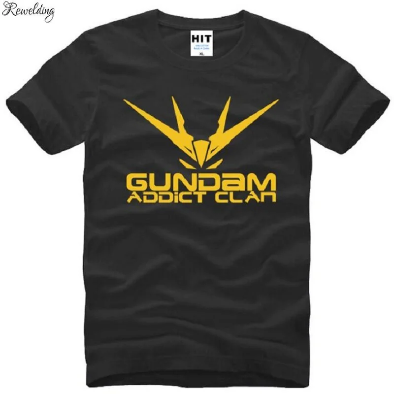 New Summer Style Gundam Addict Clan Printed T Shirts Men Short Sleeve Cotton O-Neck Anime Gundam Men\'s T-shirt Cartoon Tee Shirt