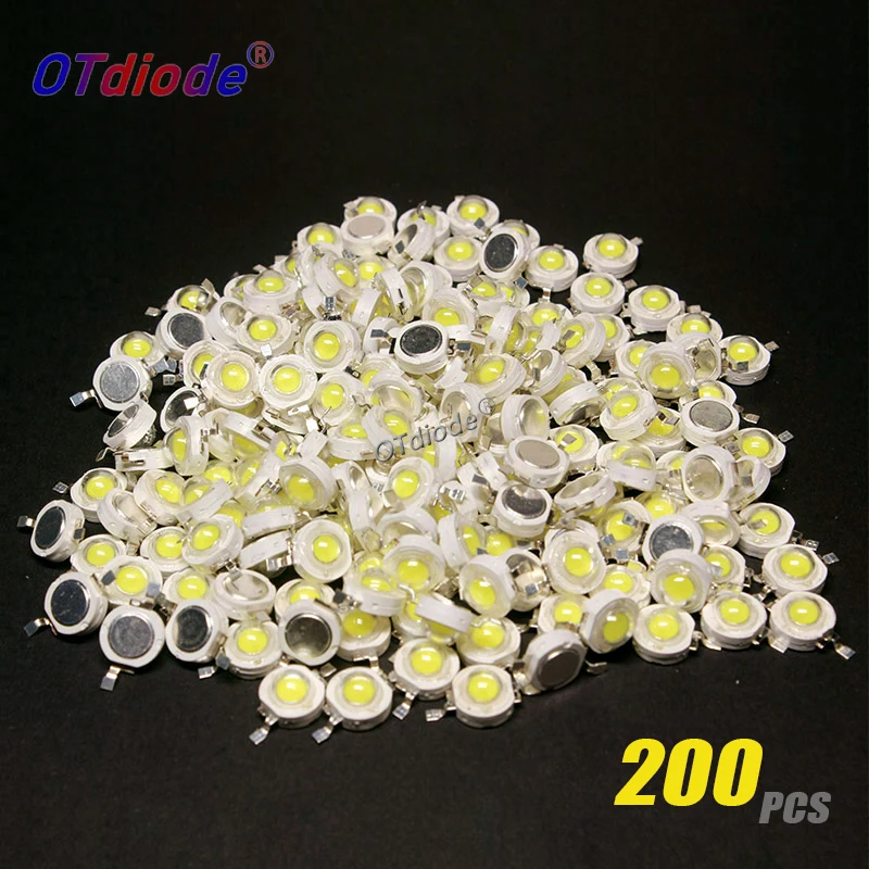 200pcs 1W 3W LED Chip High Power Lamp SMD COB Diodes Warm Cold White Red Green Blue Yellow Full Spectrum Plant Grow Light Beads