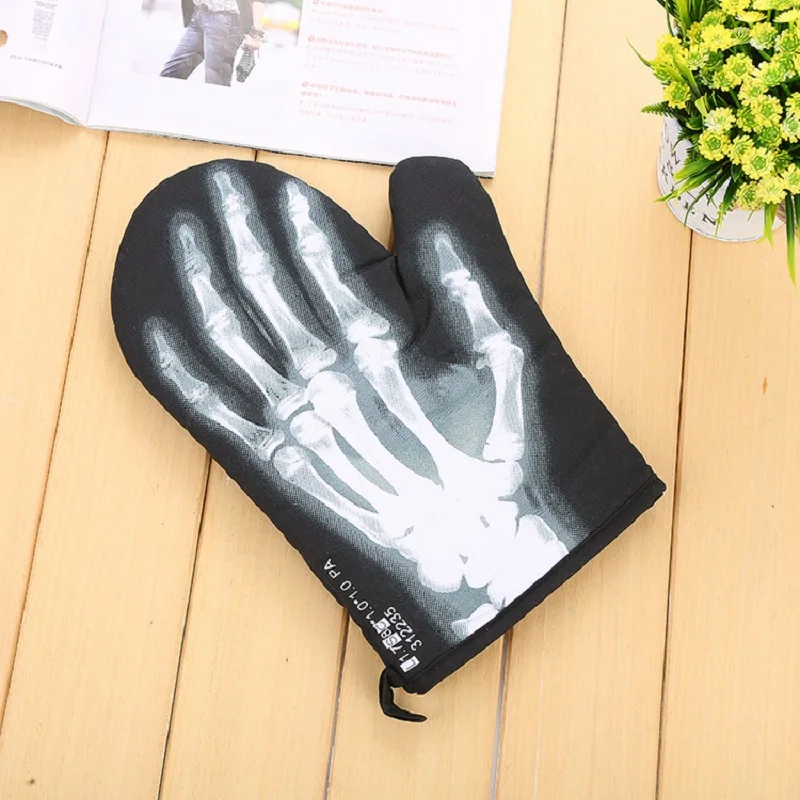 Creative X-Ray Skeleton Microwave Oven Glove Heat Resistant Non-slip BBQ Baking Glove Kitchen Accessories Ovenwanten Tool Mitten