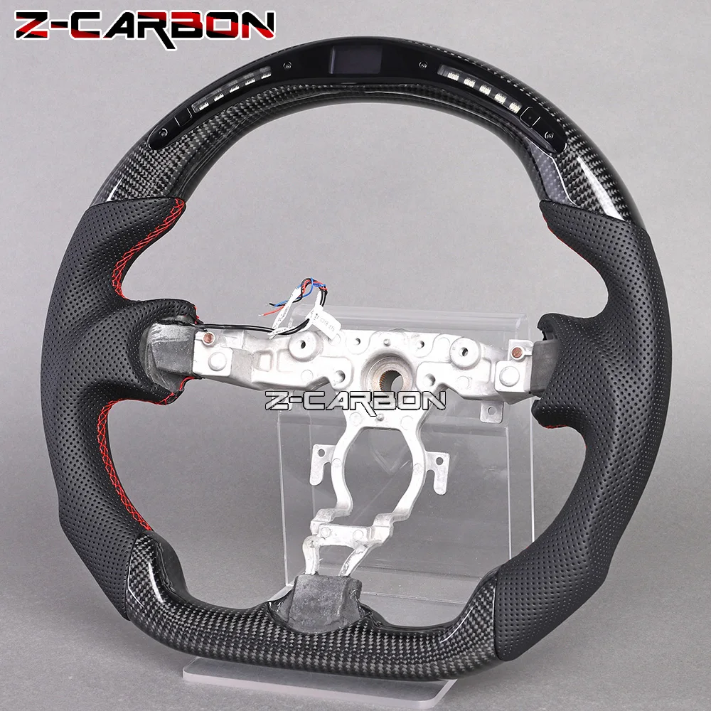 Led Carbon Fiber Performance Steering Wheel Perforated Leather For Nissan 370Z 2008-2023