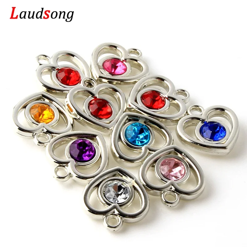 50pcs Water Drop Inlay Acrylic Drill CCB Heart Charms Plastic Pendants For Jewelry Making DIY Charm Bracelet Necklace