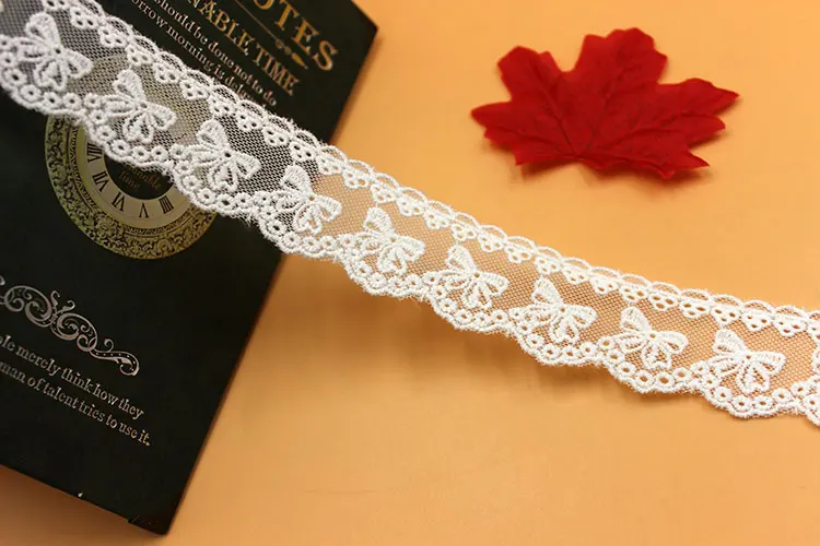 1 Yd Cotton Embroidery Lace Butterfly White And Black Soft Tulle Lace Sewing Apparel Trims 3.5CM