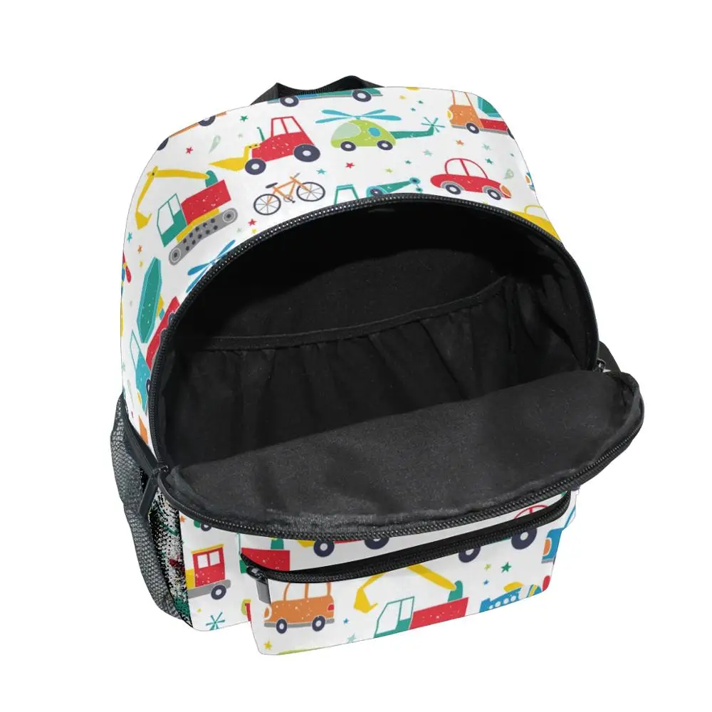 ALAZA-mochilas escolares con estampado de coche para niños y niñas, mochilas de poliéster para niños de 3 a 8 años, 2020