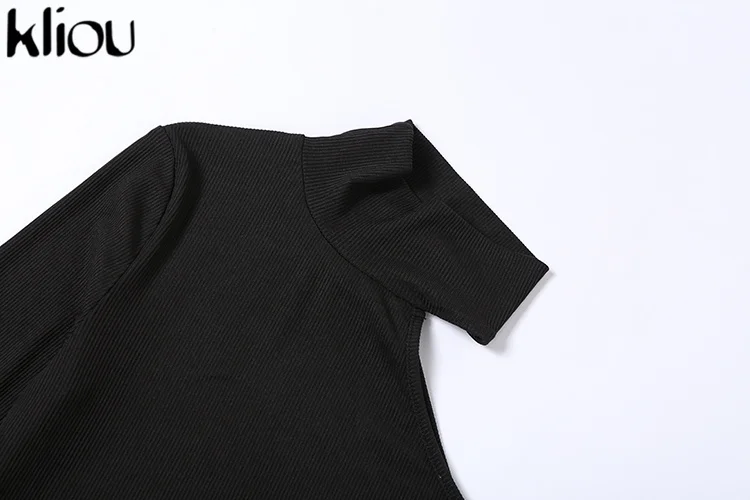 Kliou Solide Strick Body Frauen Mode Rollkragen Eine Schulter Langarm Street Style Overalls Dünne Weibliche Streetwear – Detail 8