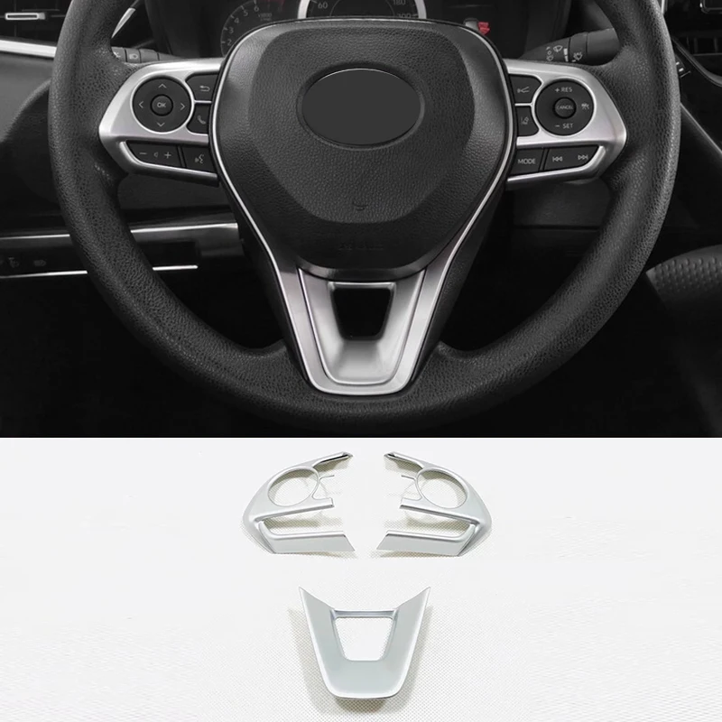 

For Toyota Corolla E210 accessories 2019 2020 ABS silver Car Steering wheel Button frame Cover Trim Sticker Car styling 3pcs