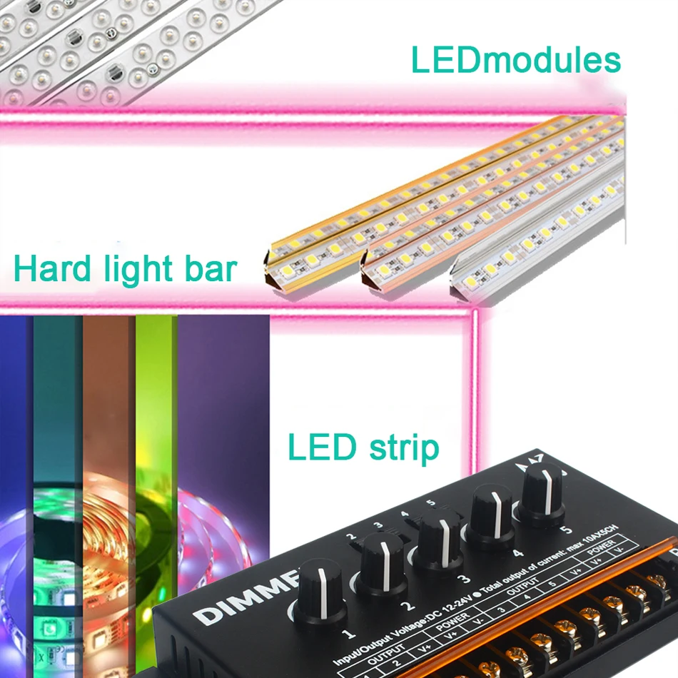 RGBW RGBWW LED Dimmer Controller DC5-24V D550 10A x 5CH  for 5050 RGBW RGBWW LED Strip Light