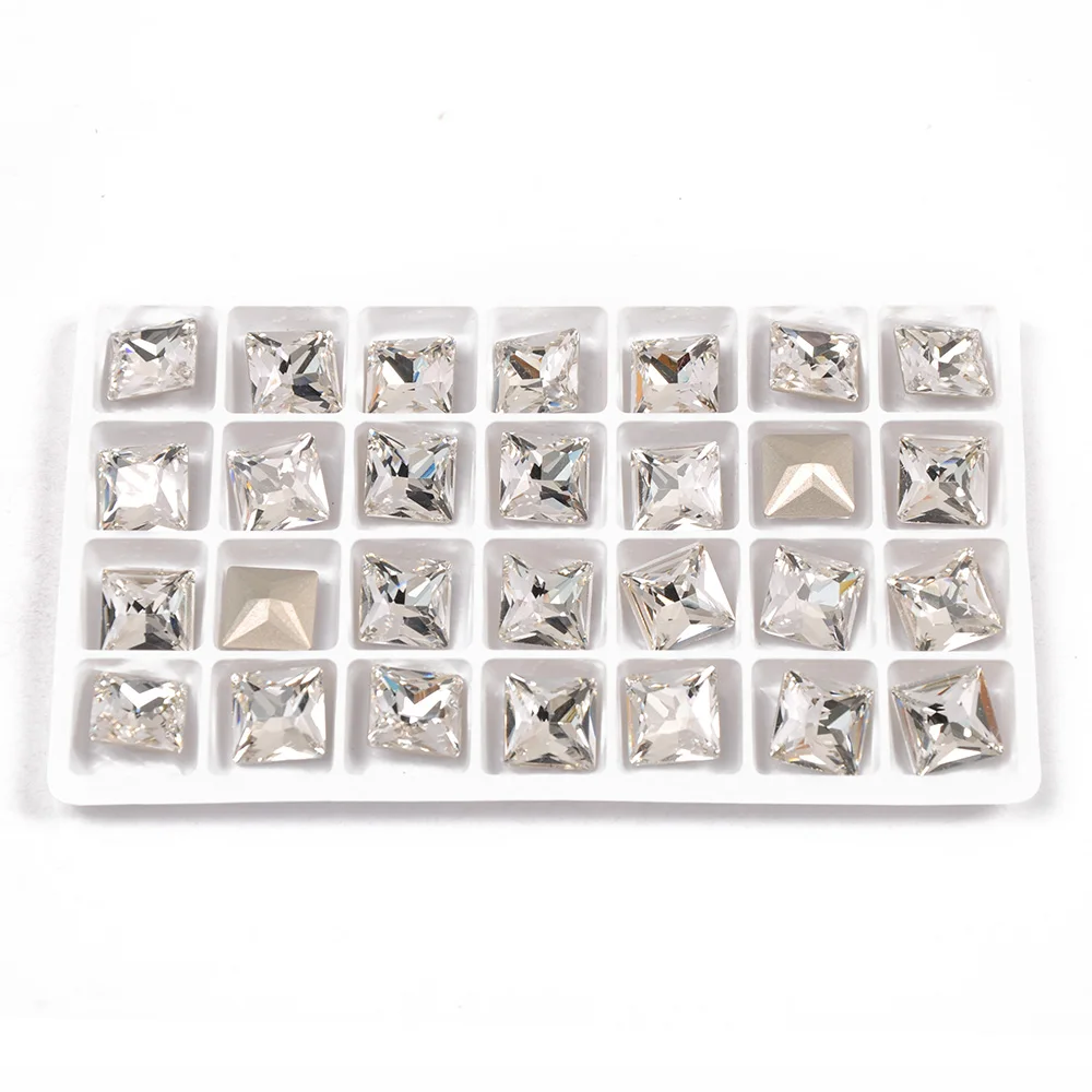 

CTPA3bI Crystal Clear Loose Rhinestones Strass Square Ornament Glass Beads Glitter Stones For Clothes Accessories Decoration