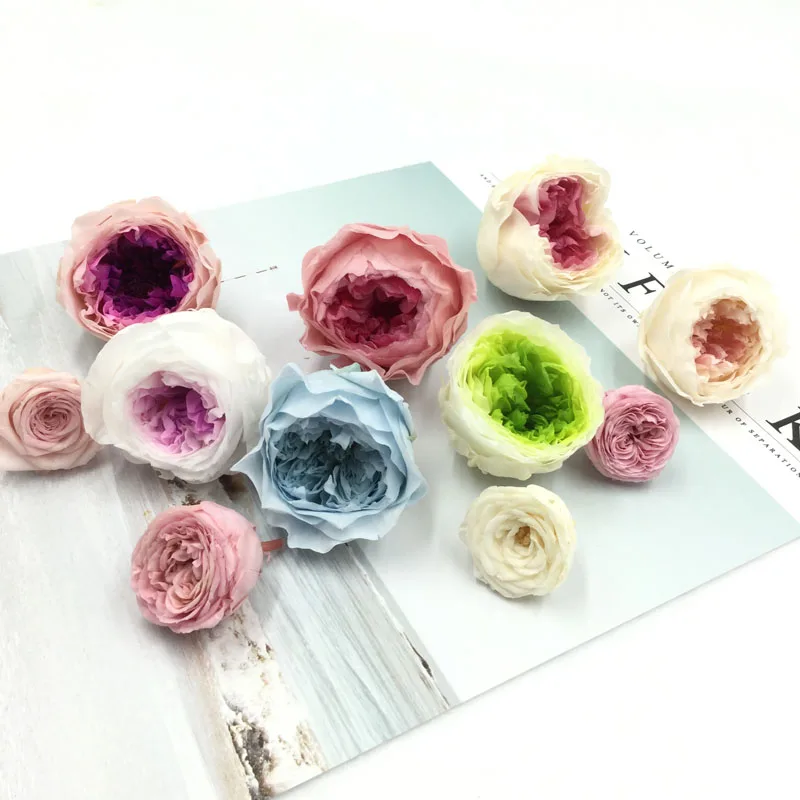 8PCS Eternal Rose Head DIY Gift Box Handicrafts Accessorie in Glass Flask Home decorations Flowers Real Plant Dried Flower