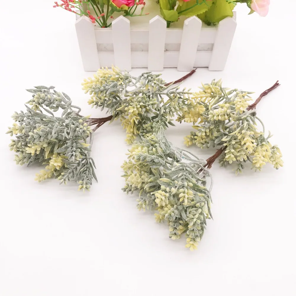 6pcs Mini Artificial Grass Plant Artificial Flowers for Wedding Christmas Decor DIY scrapbooking Wreath Fake flowers