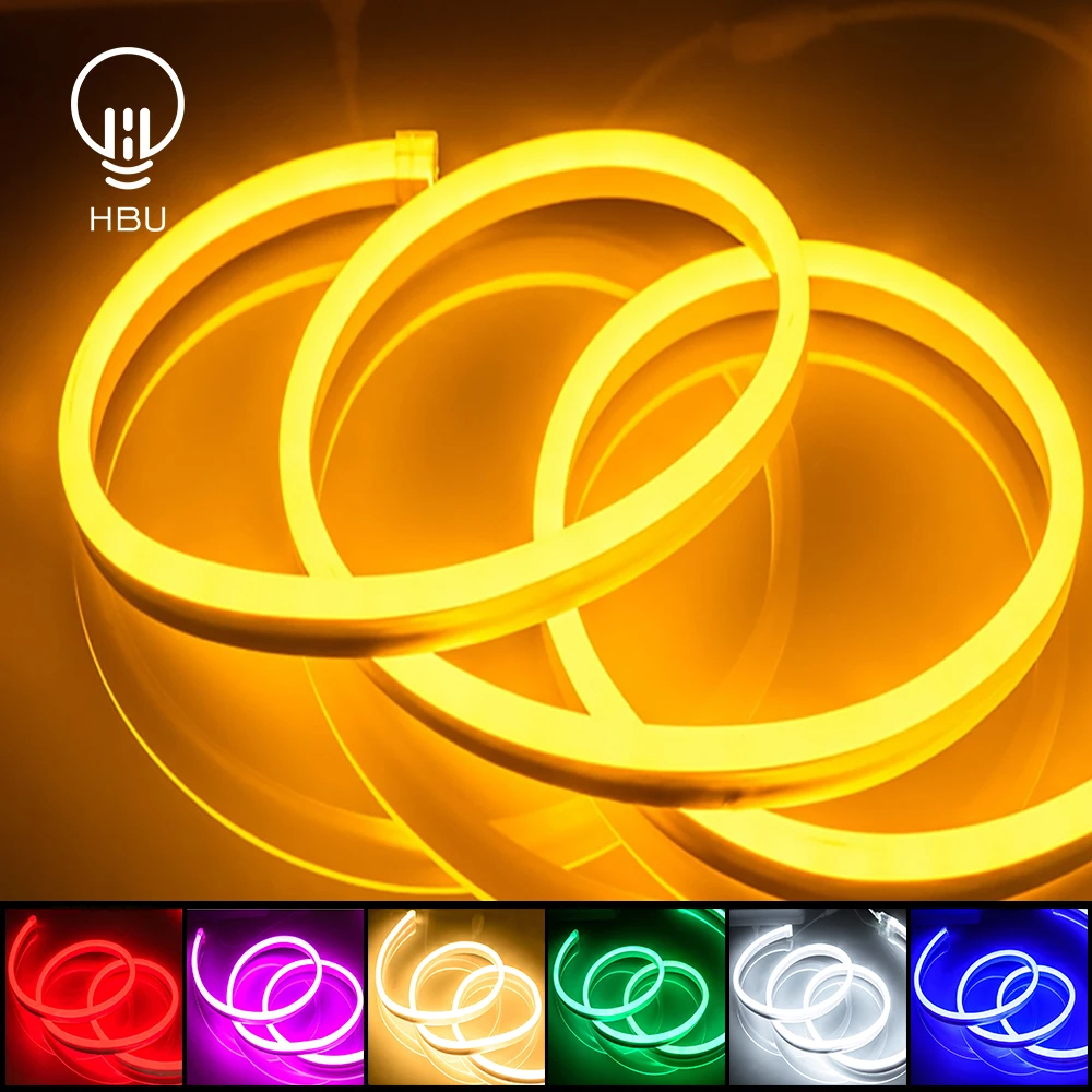 LED Strip Flexible Neon Light 12V Waterproof Luces Led Ribbon Rope Dimming Flex Tube Tape Room Warm White Yellow Red Green Blue