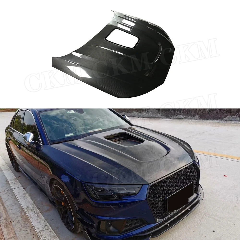 

Dry Carbon Fiber Car Front Engine Hood Transparent Bonnet Cover For Audi A4 S4 B10 2019 2020 Car Styling