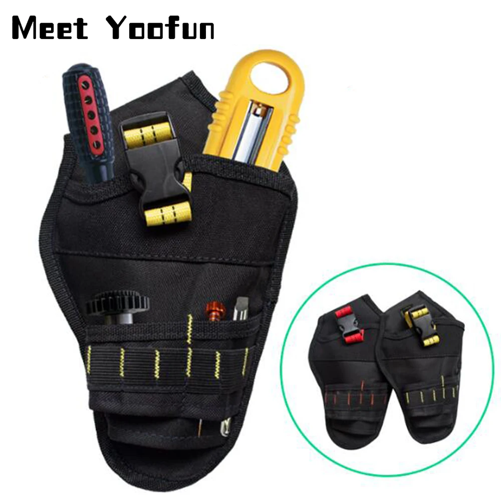 Electric Drill Bits Waist Bag & Belt Electrician Tool Storage Bag Impact Driver Drill Holster Oxford Cloth Waist Bag Organizer