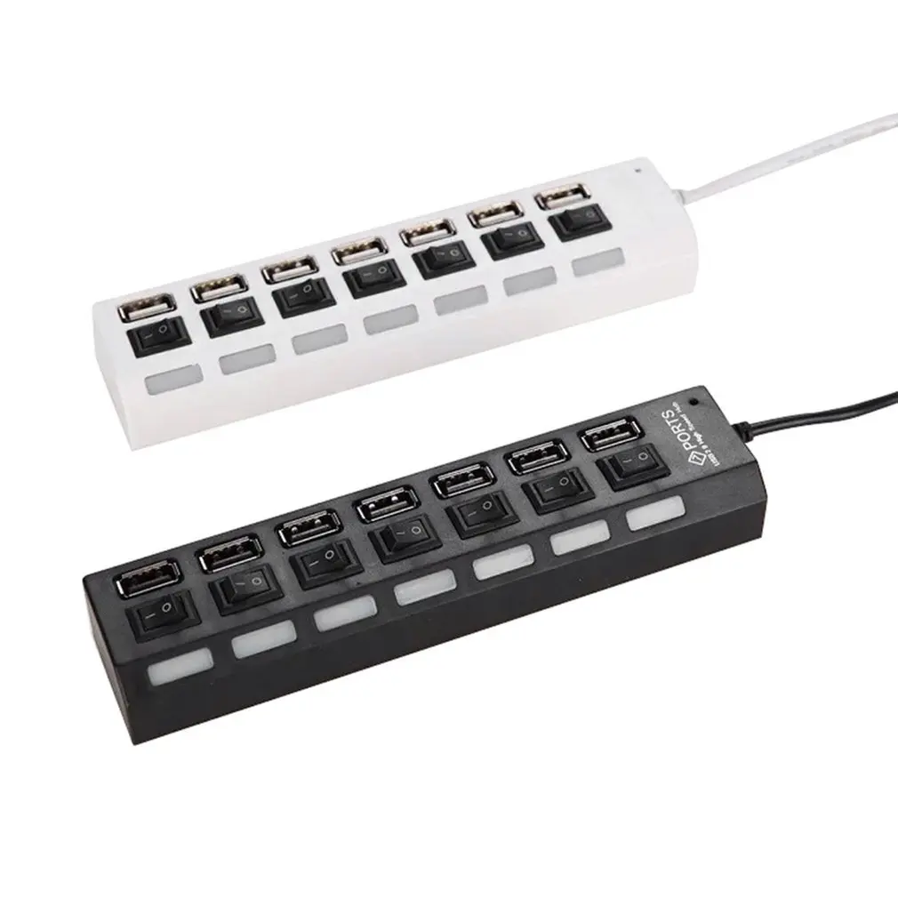 4/7 porte USB HUB 2.0 espansore Splitter USB ad alta velocità Switch indipendente multiporta per PC Laptop Mac Windows
