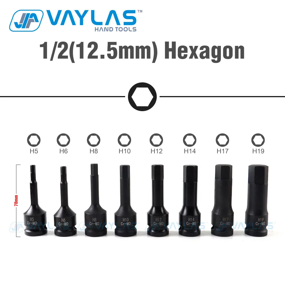 1/2-inch Impact Hex Socket Bit 8Pcs 1/2