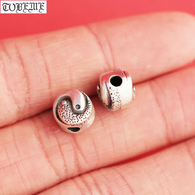 

Vintage 100% 925 Sterling Silver Fengshui Taiji Yinyang Beads DIY Jewelry Findings Good Luck Loose Beads Accessories