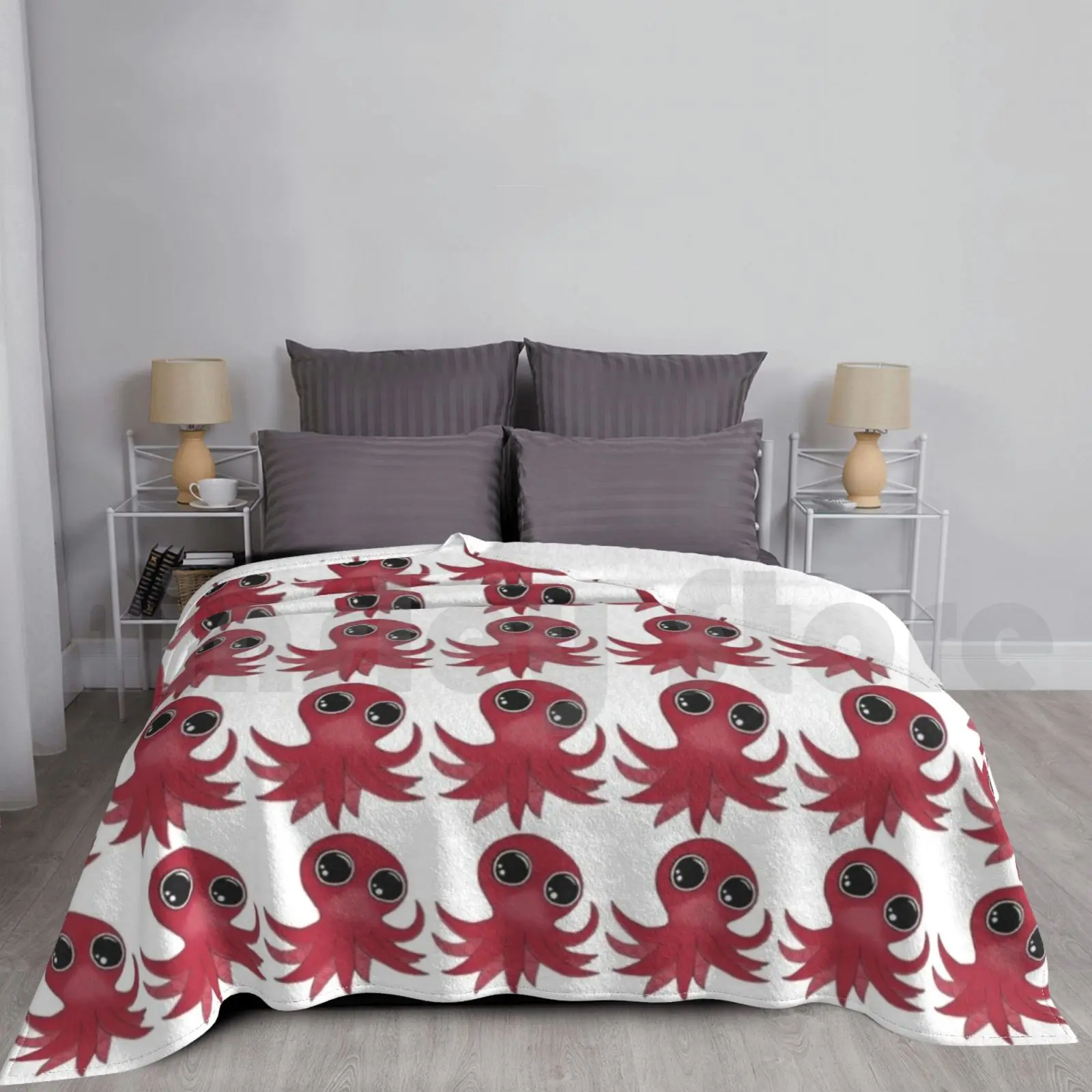 Fascinated Octo Blanket Fashion Custom 606 Octopus Cute Adorable Trending Sea Ocean Living Aesthetic