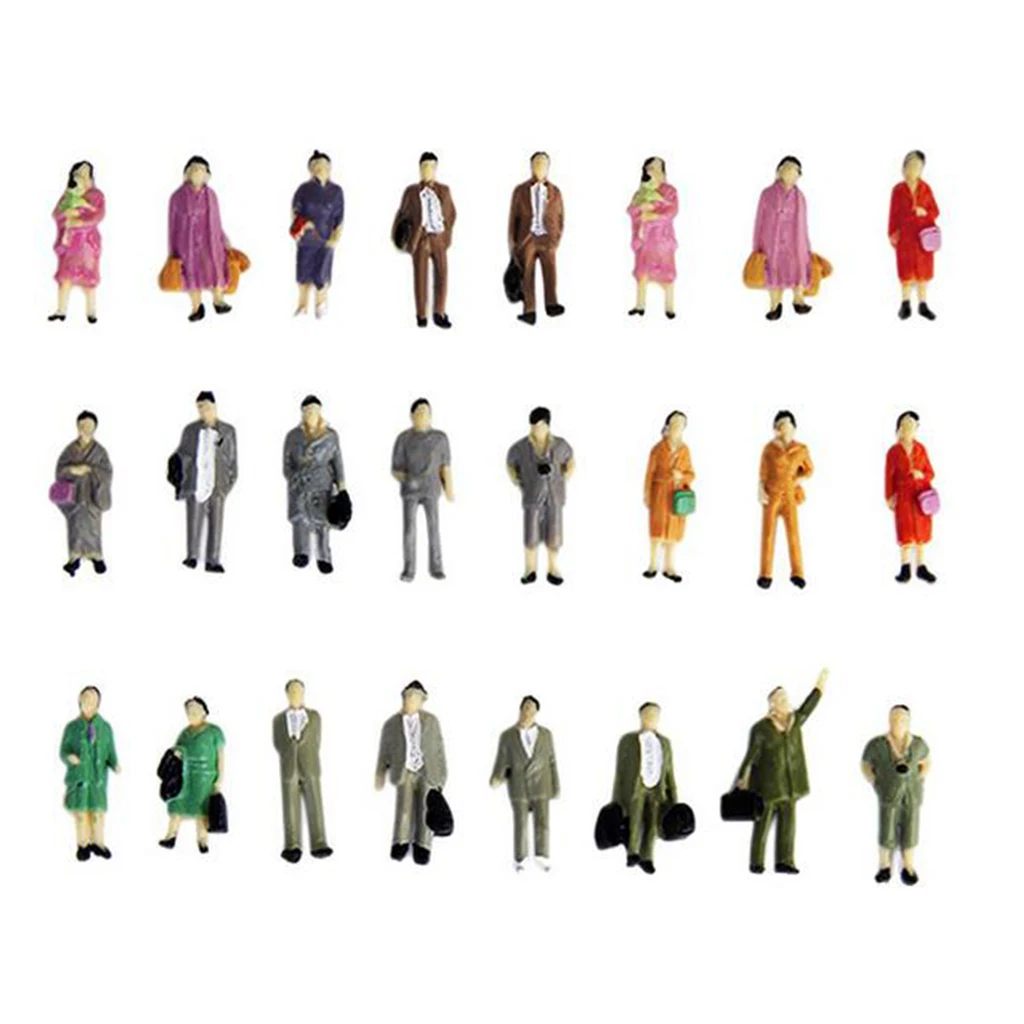 50 sztuk 1:87 HO skala kolor ludzie figurki stojący Model pociągu układ kolejowy