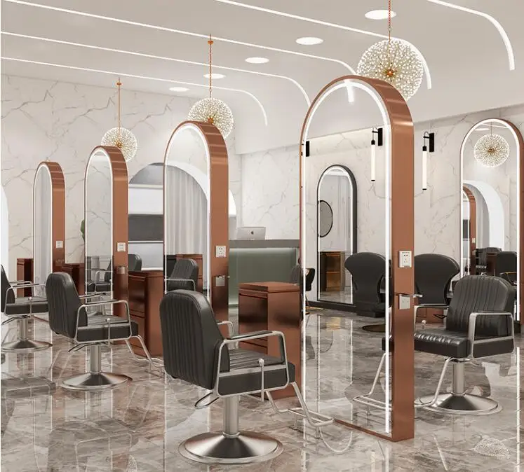 Special double-sided vertical floor-to-ceiling hairdressing salon platform for haircut mirror hair salon in online celebrity Dye