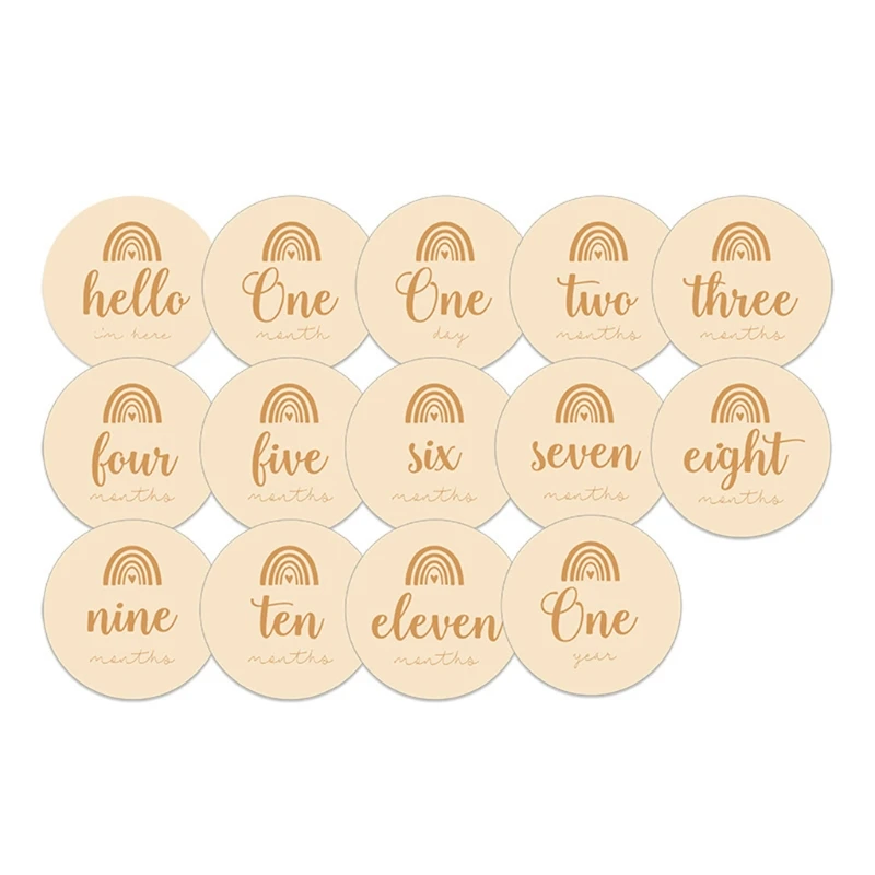 

14 Pcs Newborn Milestone Blocks Wooden Commemorative Baby Birth Monthly Recording Cards Infant Photography Props