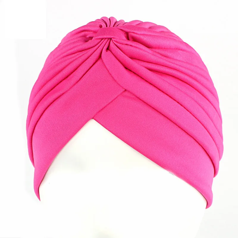 Neue Blume Dekoration Turban Einfarbig Für Frauen Mode Haar Tragen Kopf Wrap Damen Kopfbedeckungen Krebs Hüte Indien Kappe Bandana – Detail 14