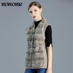 HDHOHR 2024 Hot Sale Natural Real Mink Fur Vest Cashmere Vest Women Winter Commuting-Leisure Short Mink Fur Jacket Female