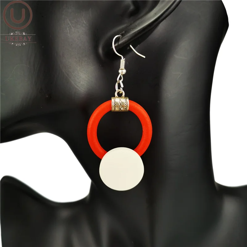 

UKEBAY New Round Drop Earrings For Women Handmade Rubber Jewelry Gothic Wood Earrings Fashion Ear Accessories Birthday Gift Girl