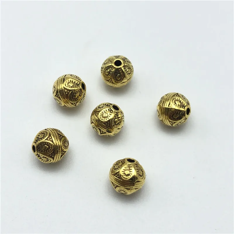 15 sztuk grawerowane okrągłe metalowe koraliki 8mm/10mm luźne koraliki do tworzenia biżuterii DIY ręcznie robiona bransoletka biżuteria akcesoria — zdjęcie 7