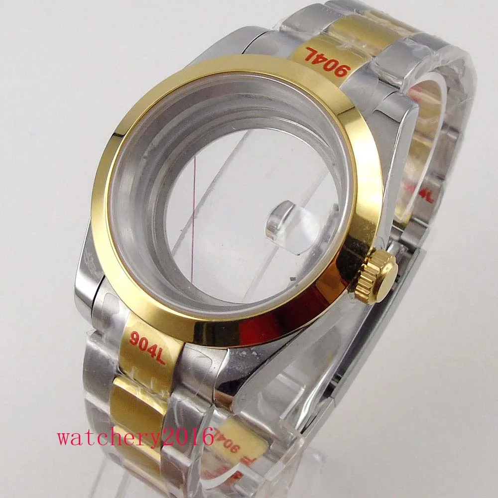 

Automatic Polished Yellow Gold Watch Case Seeing Through Back for NH35 NH35A NH36 NH36A Watch Bracelet Sapphire Crystal