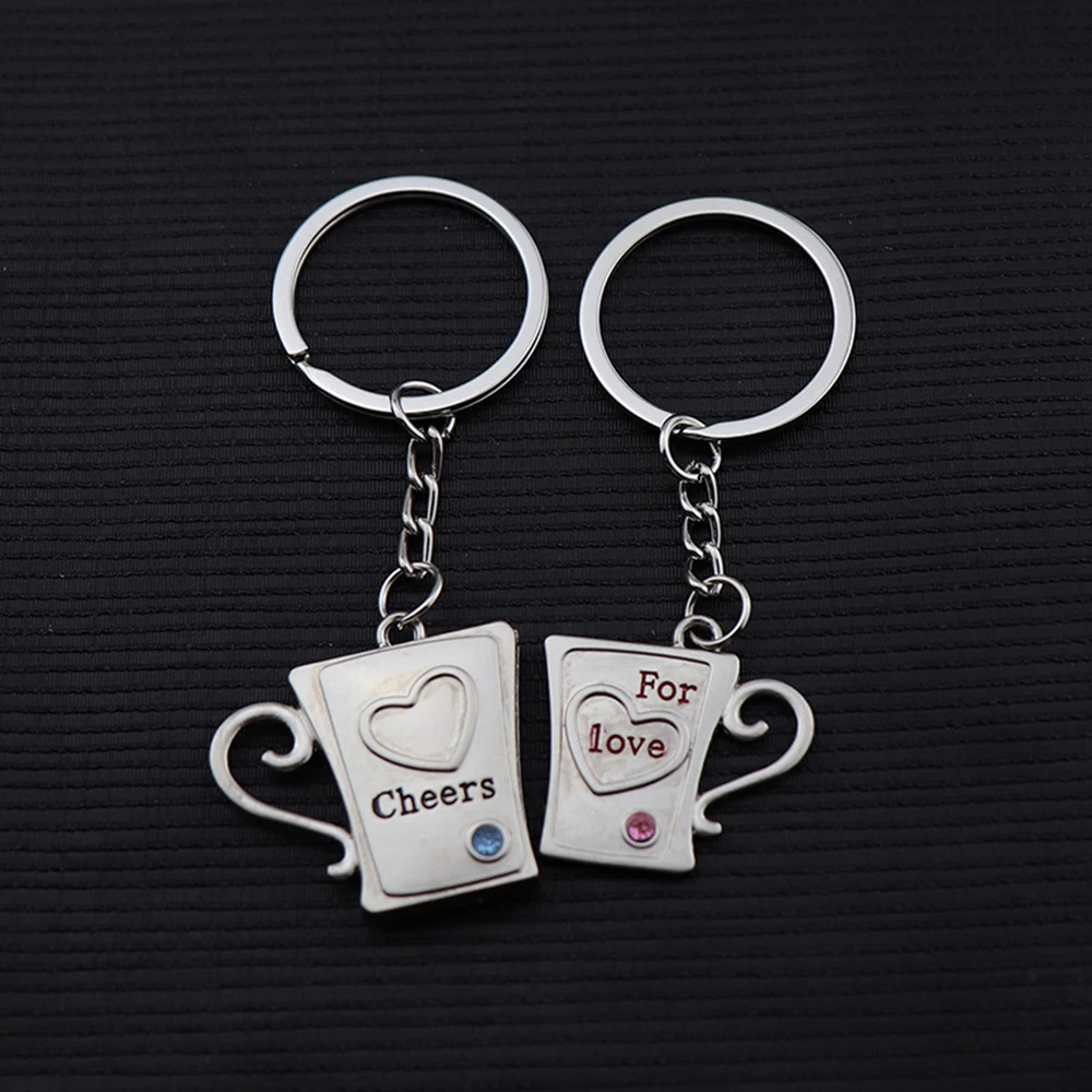 Metal Paint Key Ring Greased Cups Couple Keychains Creative Chinese Valentine's Day Gifts