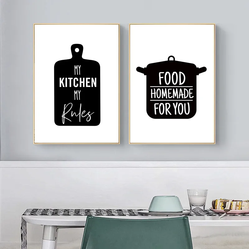 Kitchenware Wall Art Canvas Painting Kitchen Quote Posters And Prints Black White Wall Pictures Modern Kitchen Decoration