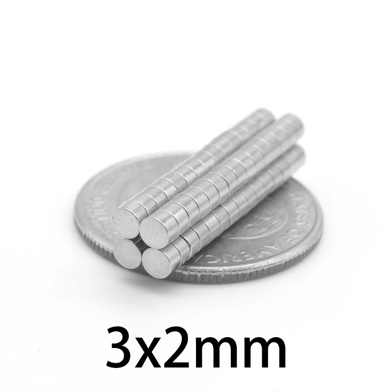 100-2000pcs 3x2 mm N35 Mini Super Strong Powerful Neodymium Magnet Round Rare Earth Permanent Magnets 3*2mm 3x2