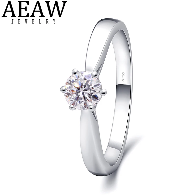 

AEAW 0.3ct 4mm Round Cut DE VS1 Lab Grown Diamond 14k White Gold Ring Diamond Fashion Girlfriend Women Christmas Gift