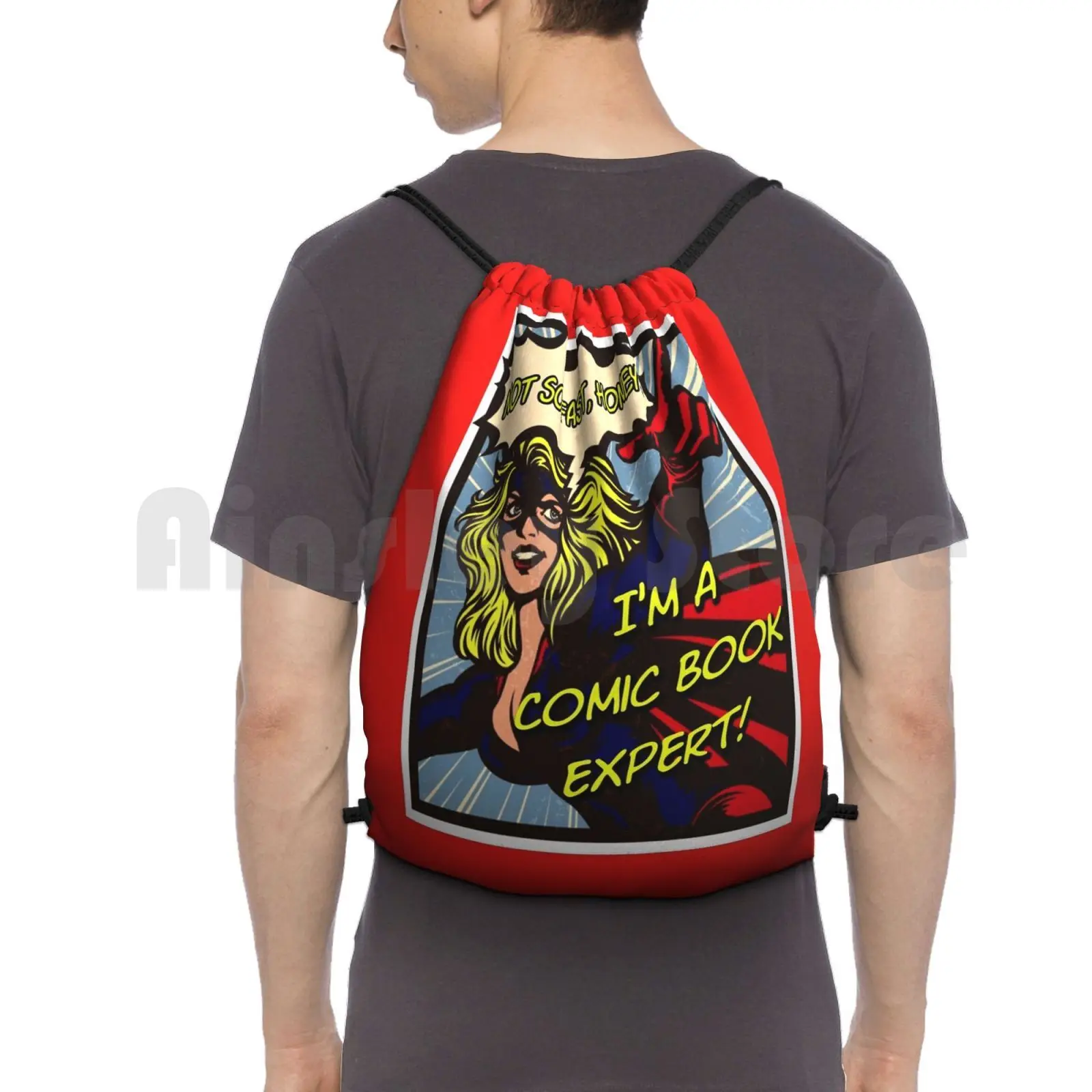 

I'm A Comic Book Expert 2 Backpack Drawstring Bags Gym Bag Waterproof Comic Toon 80s Superhero Villian Cape Comicbook