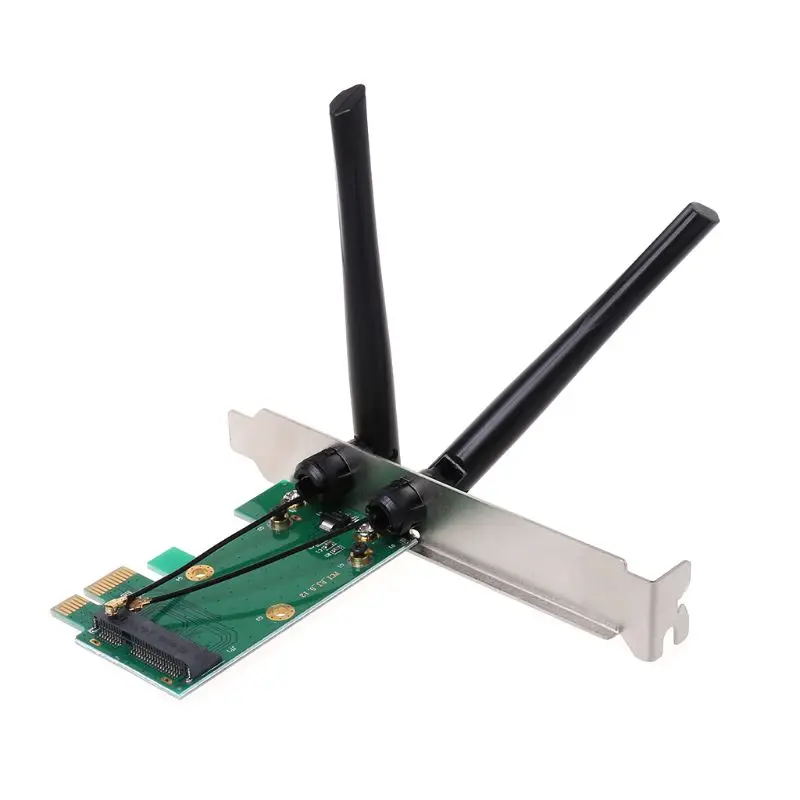 Placa de rede sem fio wi-fi mini, adaptador pci-e express para pci-e com 2 antenas externas pc