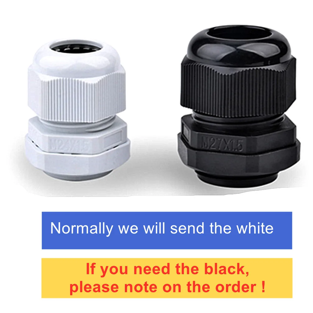 M8 Waterproof Metal Cable Gland White Black Nylon Plastic Connector M14 M16 M18 M20-M63 High Quality IP68 Fit For Cable 3-44mm