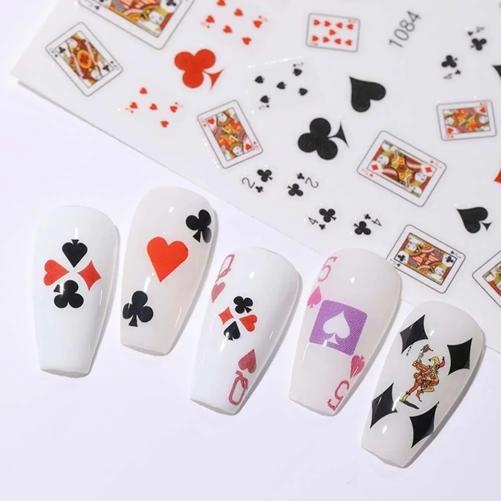 

Waterproof Interesting Adhesive Decals Manicure DIY Nail Decoration Poker Nail Art Sticker Playing Cards Design